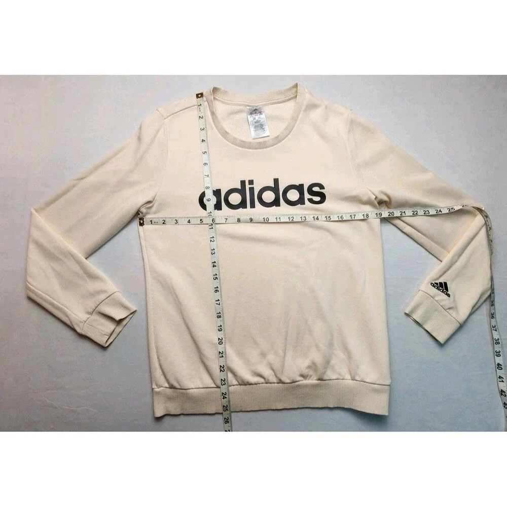 Adidas Sweater Men Medium Ivory Crewneck Preppy Atheisure Sporty Street Wear Top